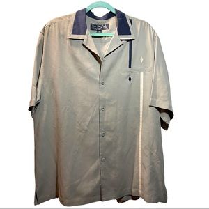 NAT NAST | L | Retro Bowling Shirt EMBROIDERED 100% Silk EUC